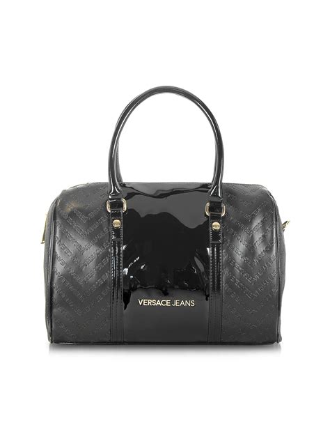 versace jeans black patent purse|Versace Jeans designer handbags.